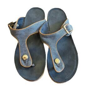 BENCH Denim Jean Buckle Blue Thong Sandals Shoes Women size 10